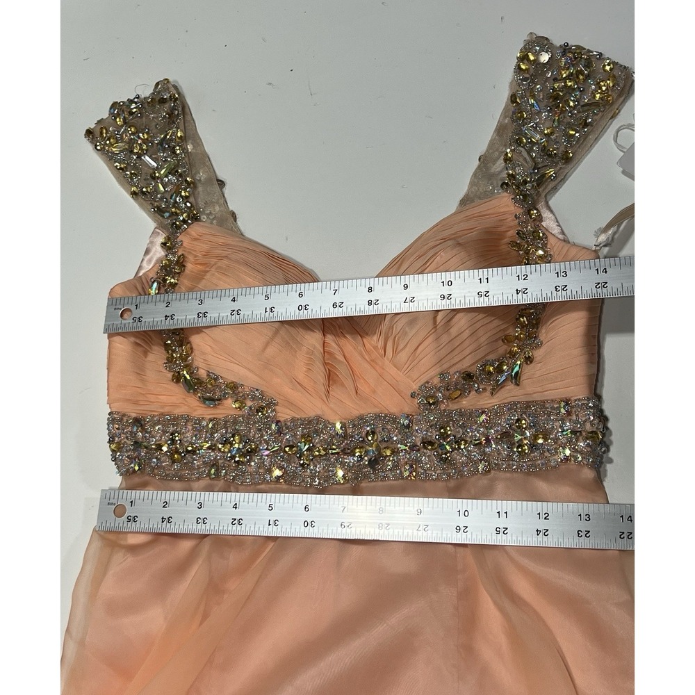 Dave And Johnny Long Peach Dress Size 3/4 - Picture 9 of 10